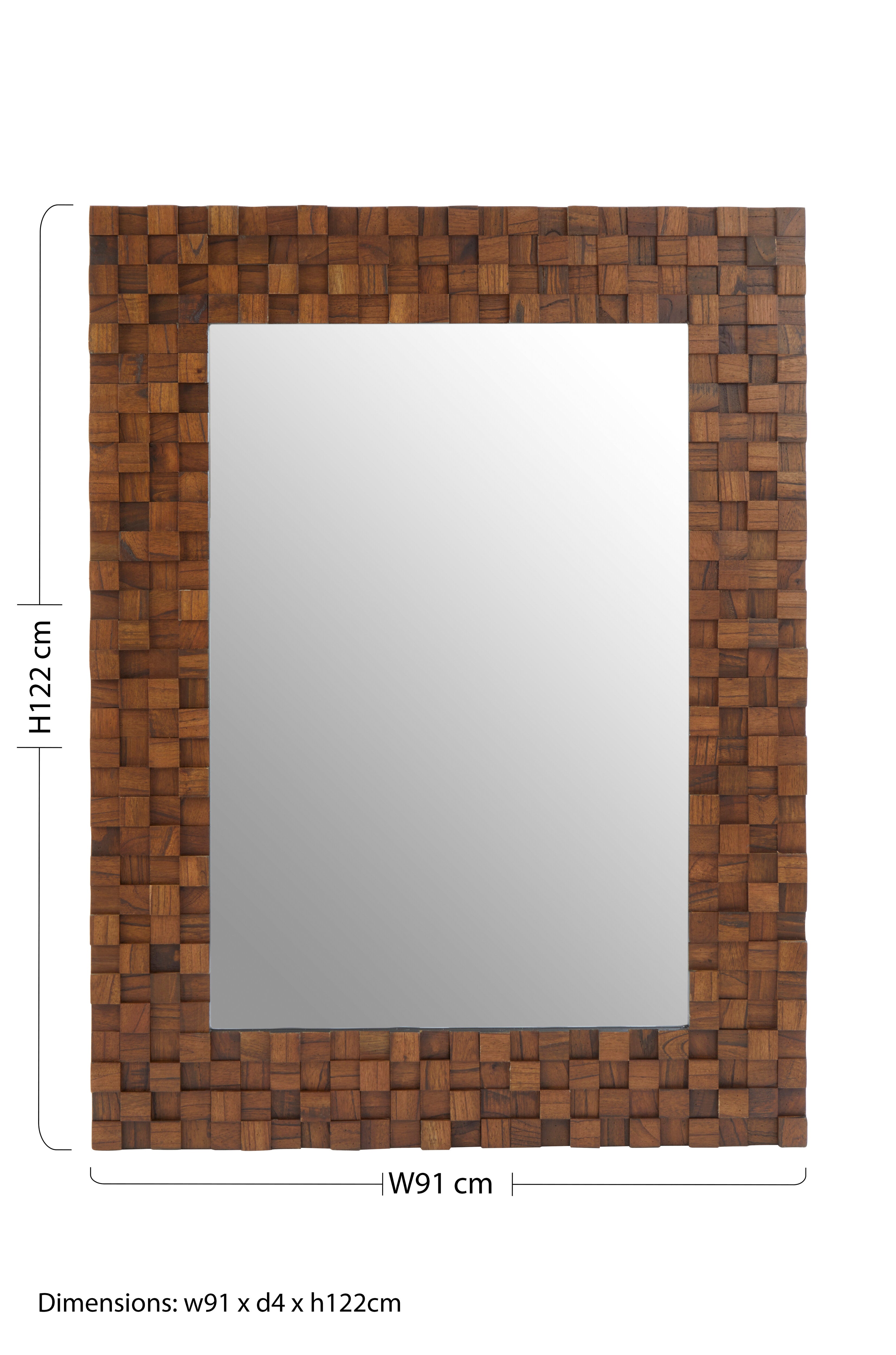 Hidcote Red Beach Wood 3D Wall Mirror